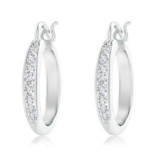 2.1mm GVS2 Channel-Set Round Diamond Tapered Hoop Earrings in P950 Platinum