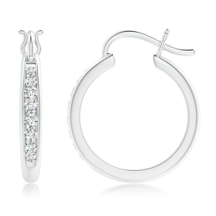 2.1mm GVS2 Channel-Set Round Diamond Tapered Hoop Earrings in P950 Platinum