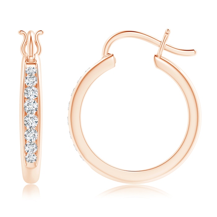 2.1mm GVS2 Channel-Set Round Diamond Tapered Hoop Earrings in Rose Gold product image