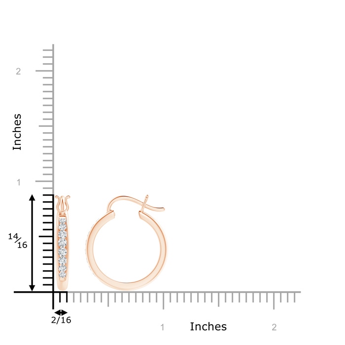 2.1mm GVS2 Channel-Set Round Diamond Tapered Hoop Earrings in Rose Gold product image
