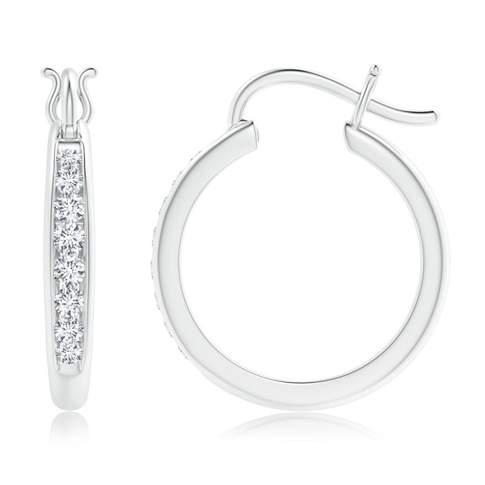 2.1mm GVS2 Channel-Set Round Diamond Tapered Hoop Earrings in White Gold product image