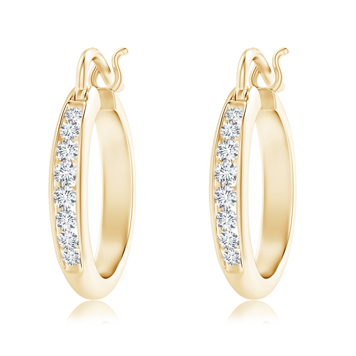 2.1mm GVS2 Channel-Set Round Diamond Tapered Hoop Earrings in Yellow Gold