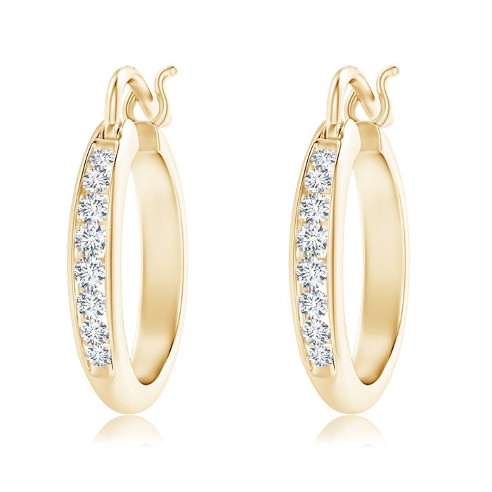 2.1mm GVS2 Channel-Set Round Diamond Tapered Hoop Earrings in Yellow Gold 