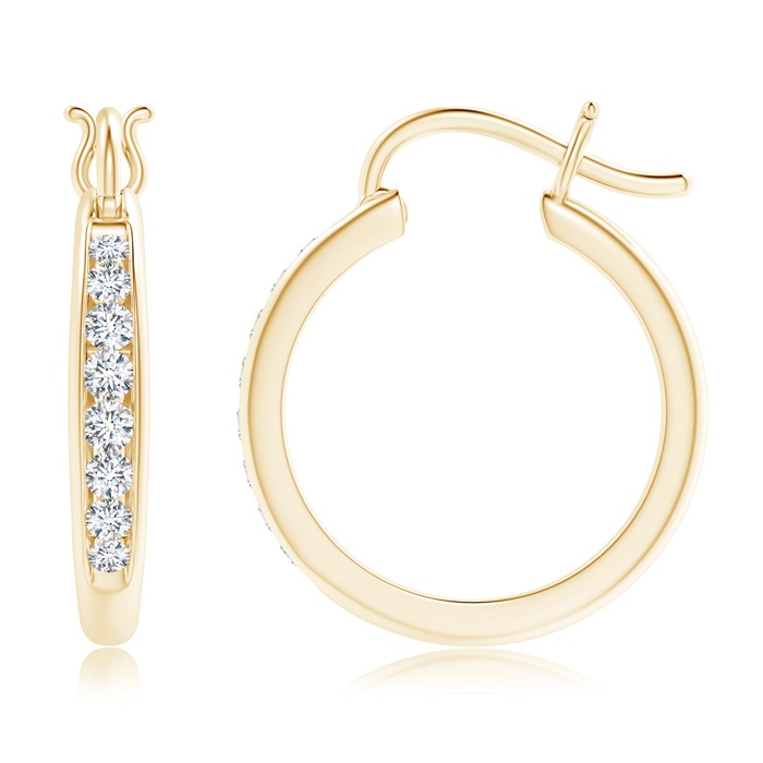 2.1mm GVS2 Channel-Set Round Diamond Tapered Hoop Earrings in Yellow Gold product image