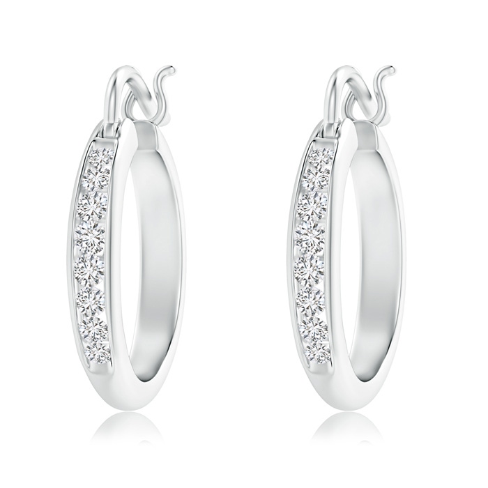 2.1mm HSI2 Channel-Set Round Diamond Tapered Hoop Earrings in P950 Platinum 