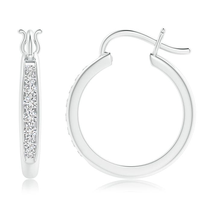 2.1mm HSI2 Channel-Set Round Diamond Tapered Hoop Earrings in P950 Platinum