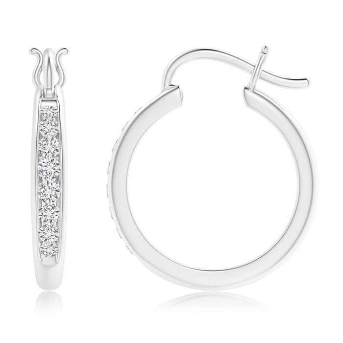 2.1mm HSI2 Channel-Set Round Diamond Tapered Hoop Earrings in P950 Platinum product image