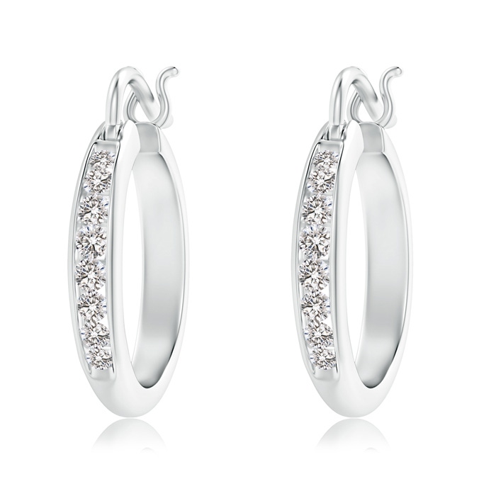 2.1mm IJI1I2 Channel-Set Round Diamond Tapered Hoop Earrings in P950 Platinum 