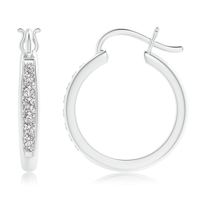 2.1mm IJI1I2 Channel-Set Round Diamond Tapered Hoop Earrings in P950 Platinum product image