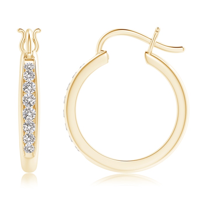 2.1mm IJI1I2 Channel-Set Round Diamond Tapered Hoop Earrings in Yellow Gold product image