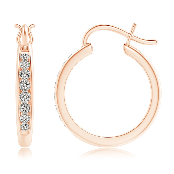 2.1mm KI3 Channel-Set Round Diamond Tapered Hoop Earrings in Rose Gold product image