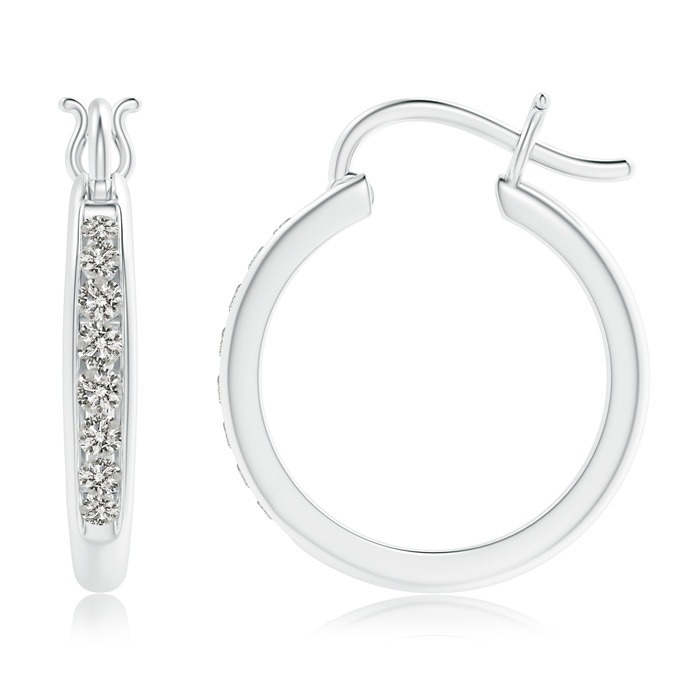 2.1mm KI3 Channel-Set Round Diamond Tapered Hoop Earrings in White Gold product image