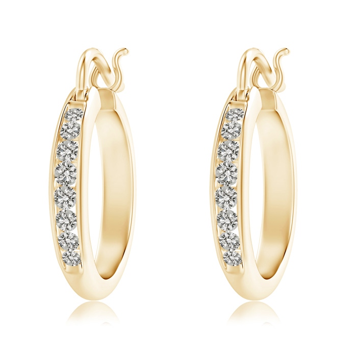 2.1mm KI3 Channel-Set Round Diamond Tapered Hoop Earrings in Yellow Gold 
