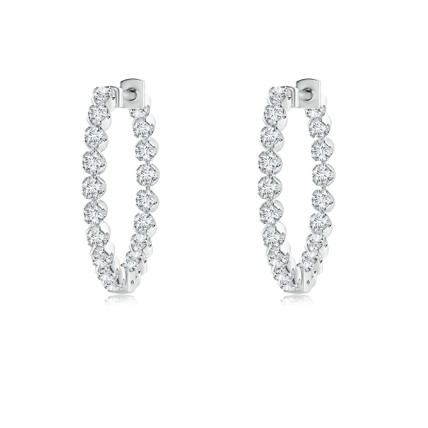 1.4mm GVS2 Floating Diamond Inside-Out Hoop Earrings in 18K White Gold