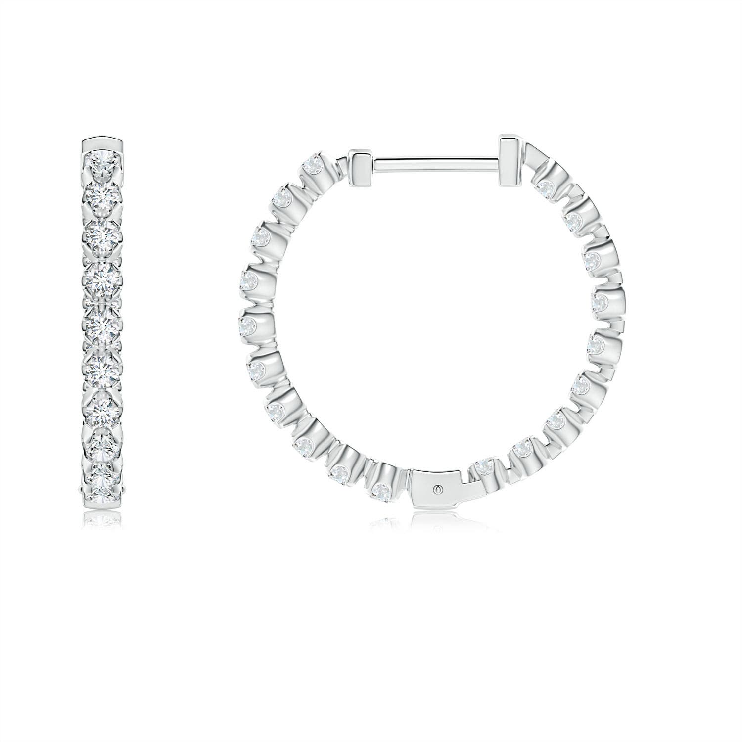1.4mm GVS2 Floating Diamond Inside-Out Hoop Earrings in P950 Platinum - side 3
