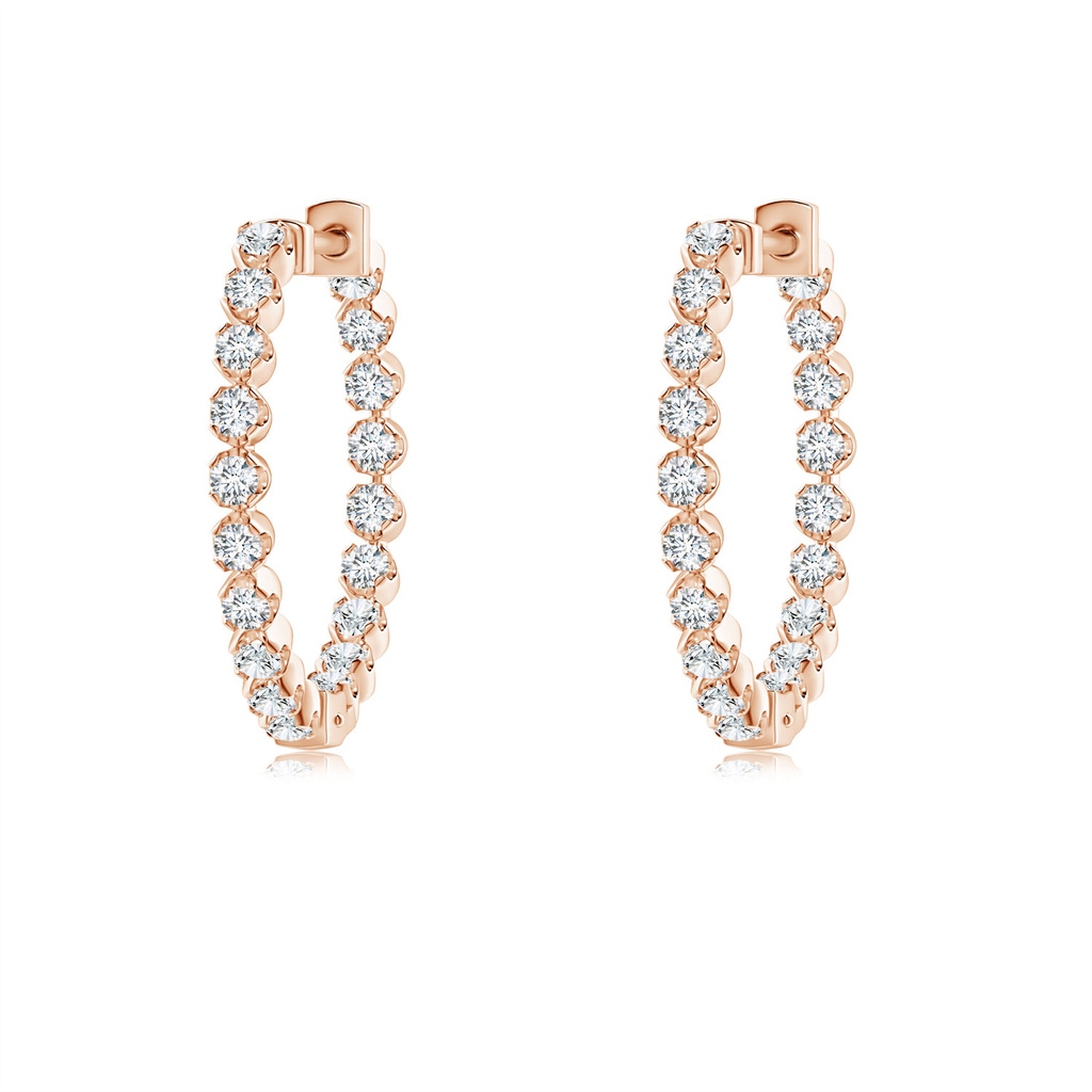 1.4mm GVS2 Floating Diamond Inside-Out Hoop Earrings in Rose Gold