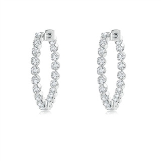 1.4mm GVS2 Floating Diamond Inside-Out Hoop Earrings in White Gold