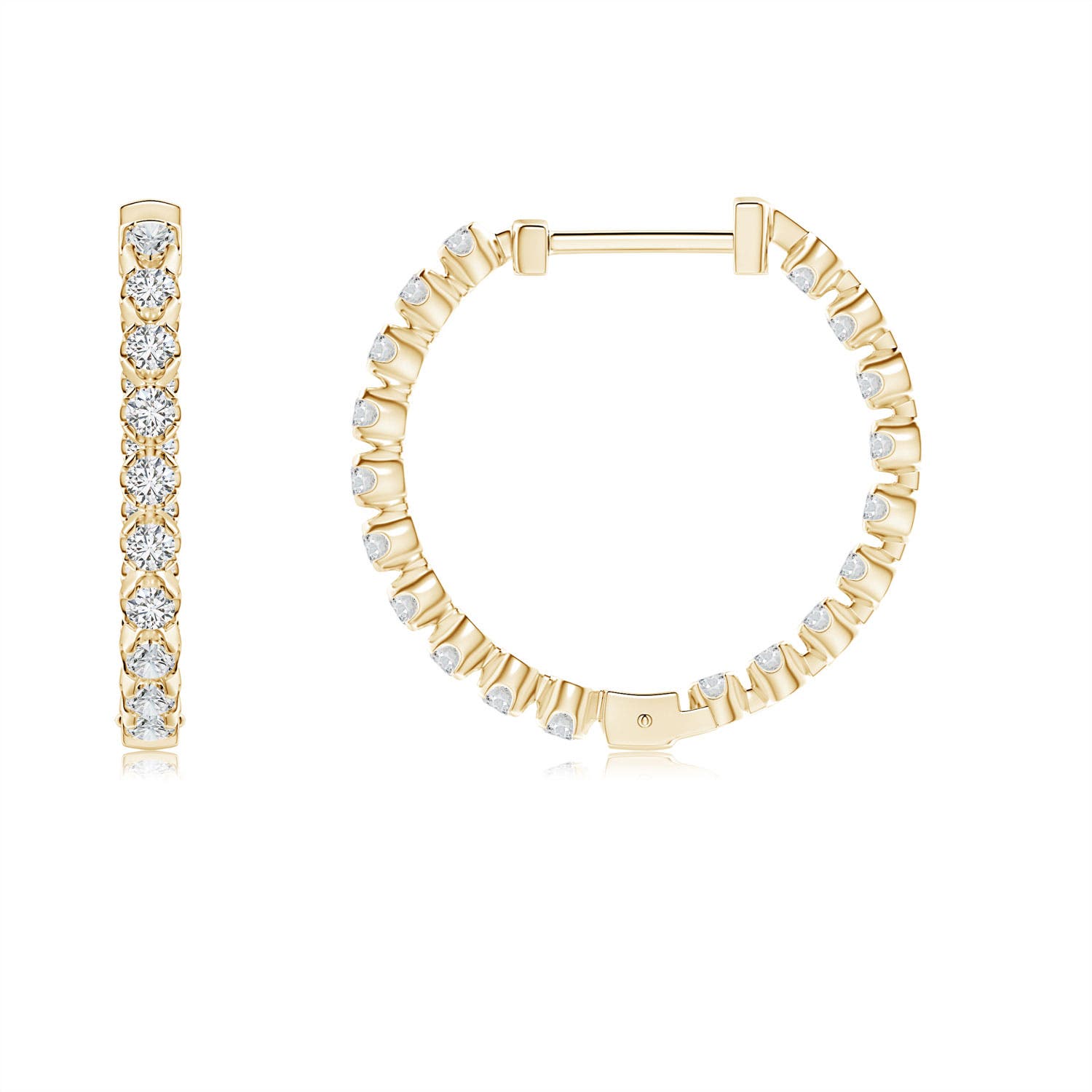 1.4mm HSI2 Floating Diamond Inside-Out Hoop Earrings in 18K Yellow Gold