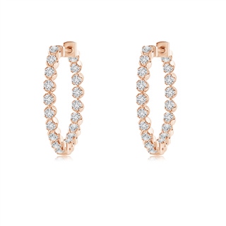 1.4mm HSI2 Floating Diamond Inside-Out Hoop Earrings in 9K Rose Gold