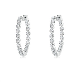 1.4mm HSI2 Floating Diamond Inside-Out Hoop Earrings in P950 Platinum