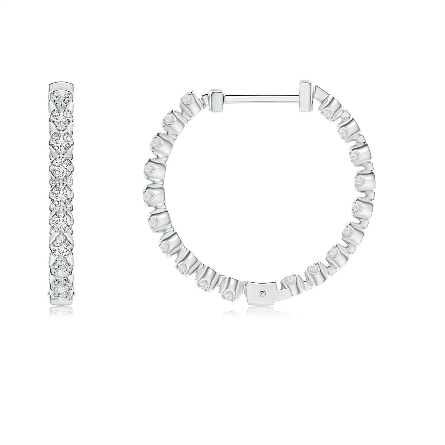 1.4mm HSI2 Floating Diamond Inside-Out Hoop Earrings in P950 Platinum