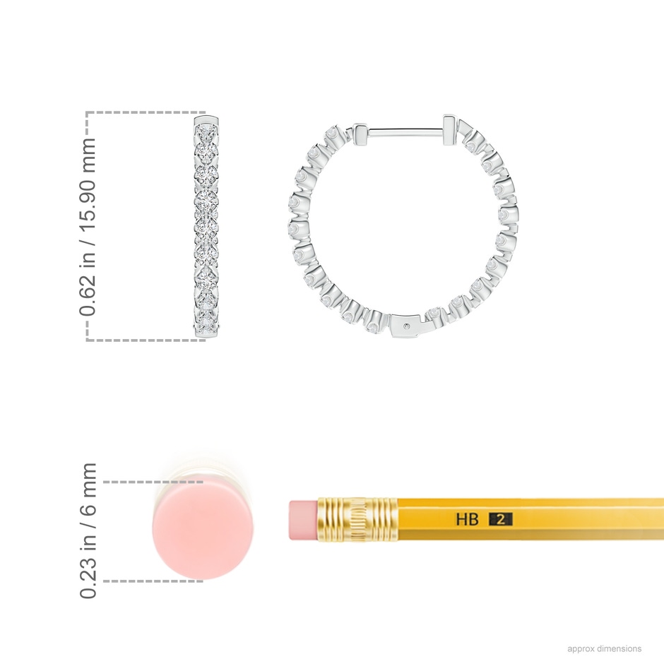 1.4mm HSI2 Floating Diamond Inside-Out Hoop Earrings in P950 Platinum ruler