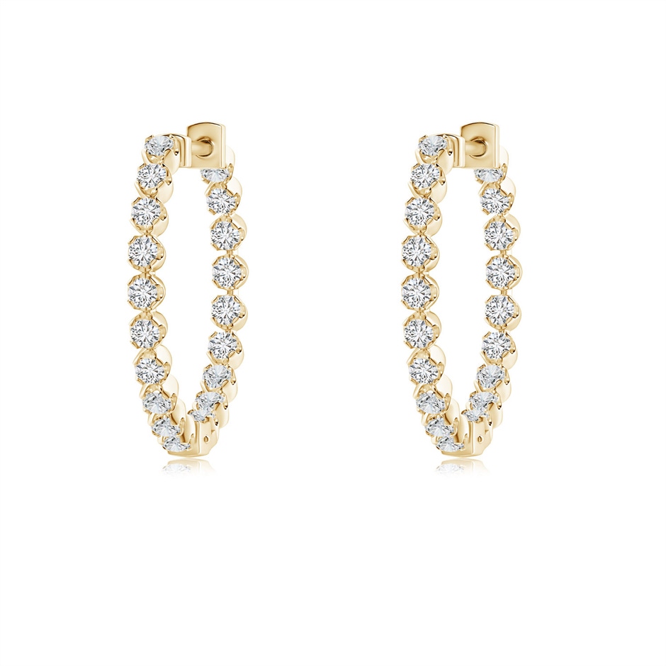 1.4mm HSI2 Floating Diamond Inside-Out Hoop Earrings in Yellow Gold 