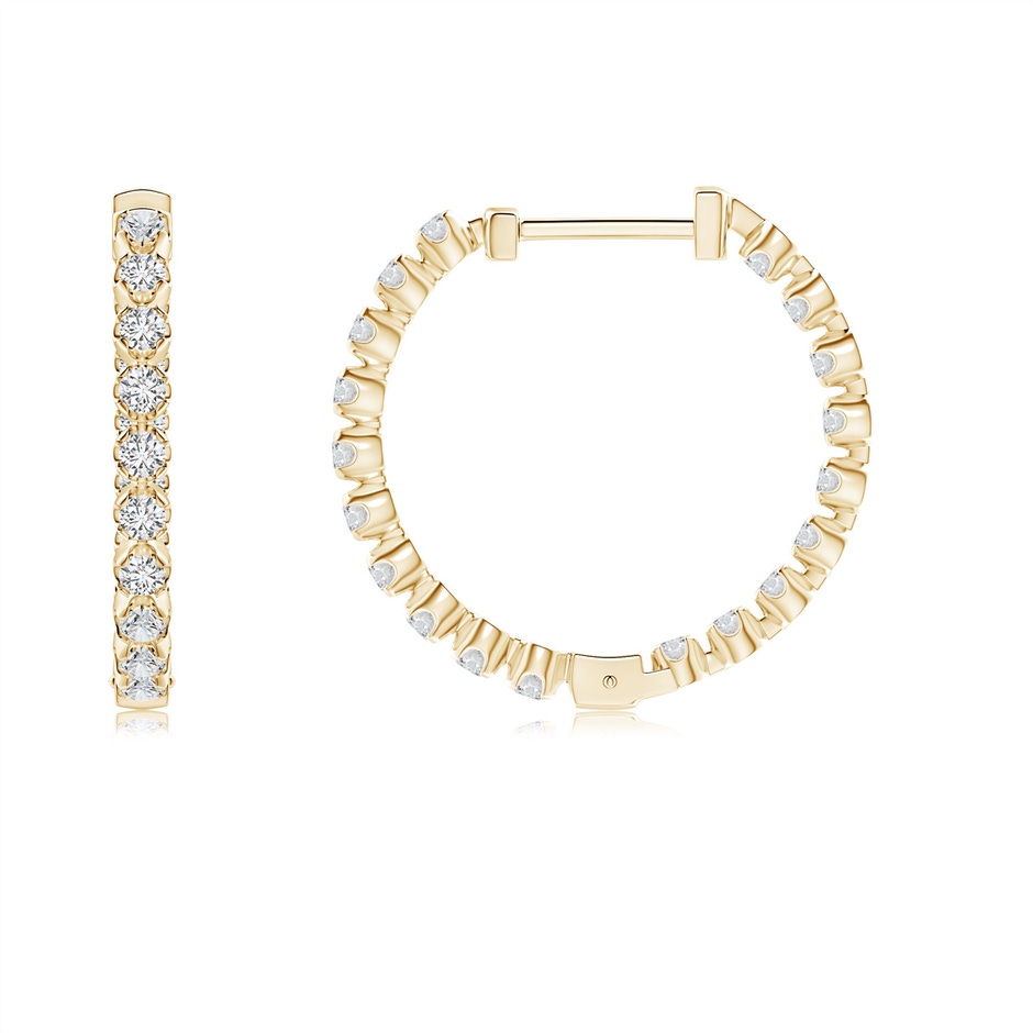 1.4mm HSI2 Floating Diamond Inside-Out Hoop Earrings in Yellow Gold side 199