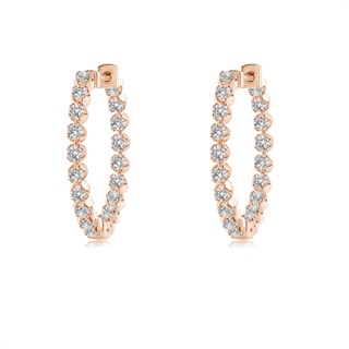 1.4mm IJI1I2 Floating Diamond Inside-Out Hoop Earrings in Rose Gold