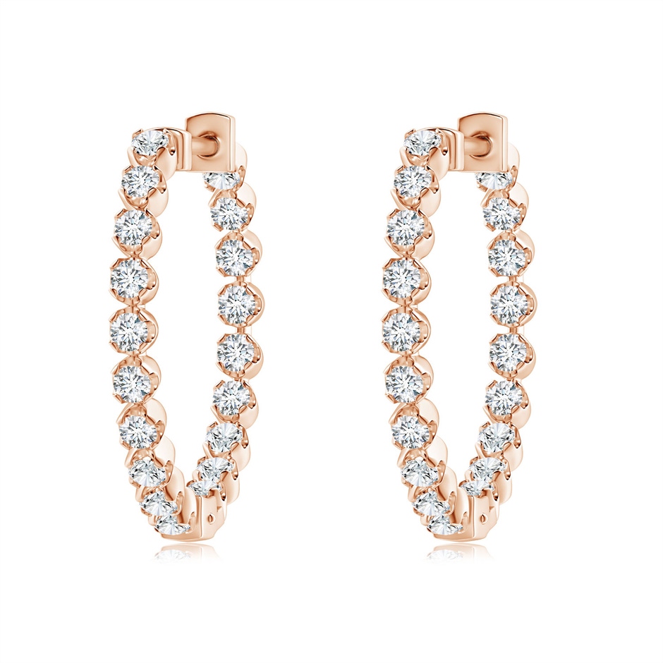 1.8mm GVS2 Floating Diamond Inside-Out Hoop Earrings in Rose Gold 