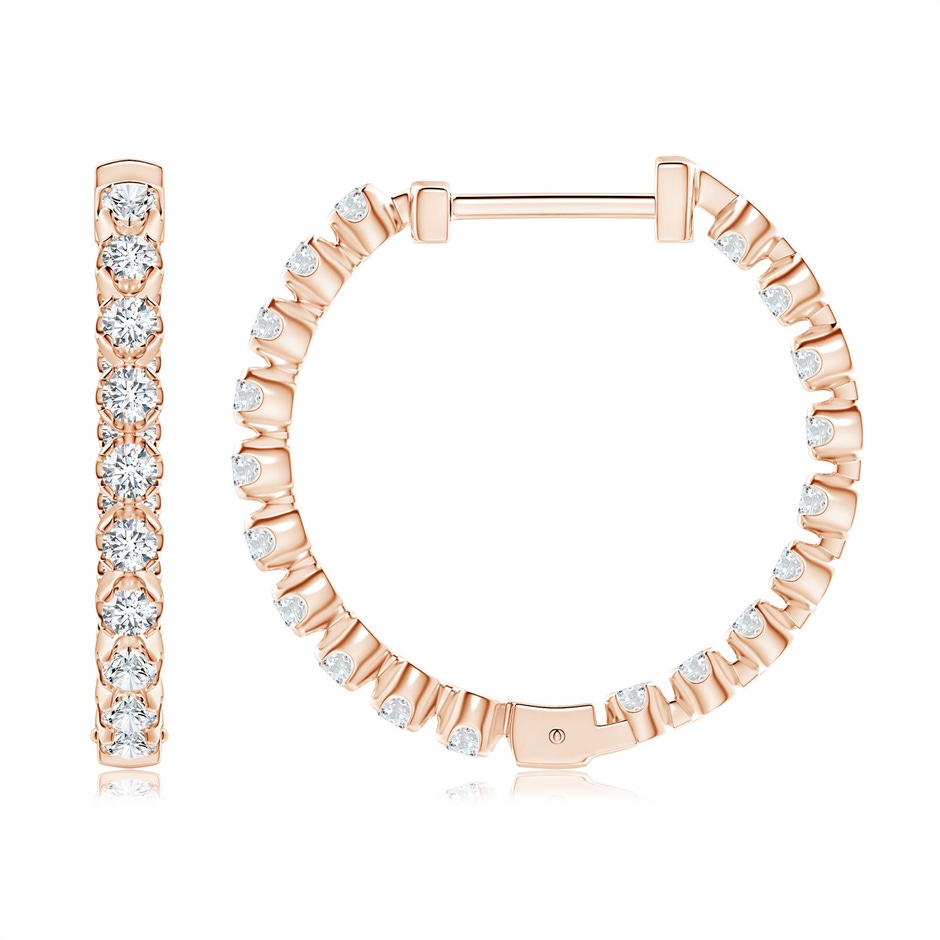 1.8mm GVS2 Floating Diamond Inside-Out Hoop Earrings in Rose Gold side 199