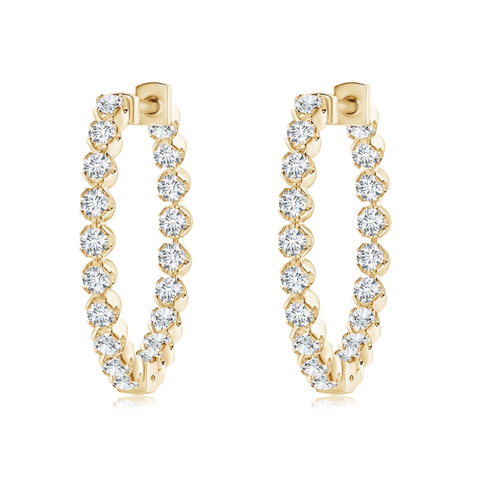 1.8mm GVS2 Floating Diamond Inside-Out Hoop Earrings in Yellow Gold 