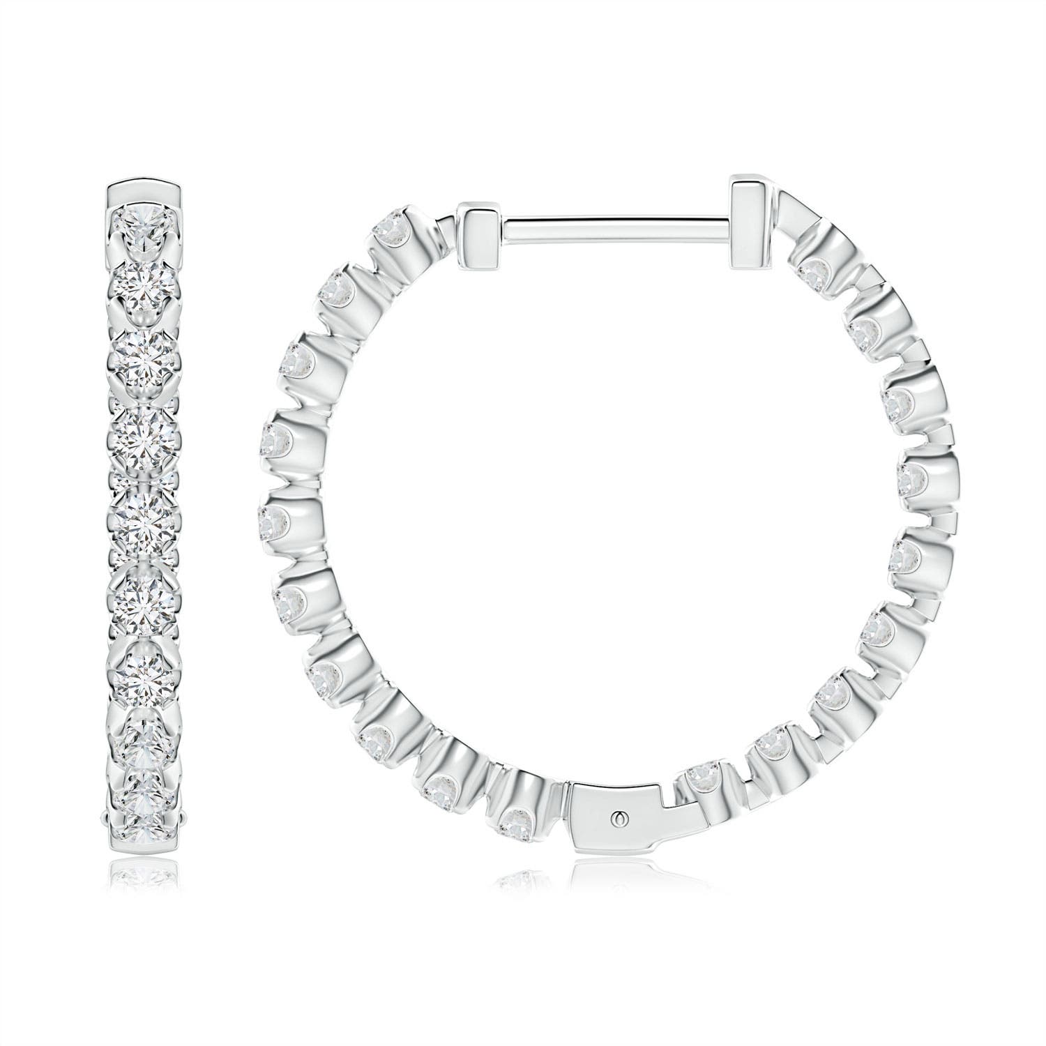 1.8mm HSI2 Floating Diamond Inside-Out Hoop Earrings in White Gold
