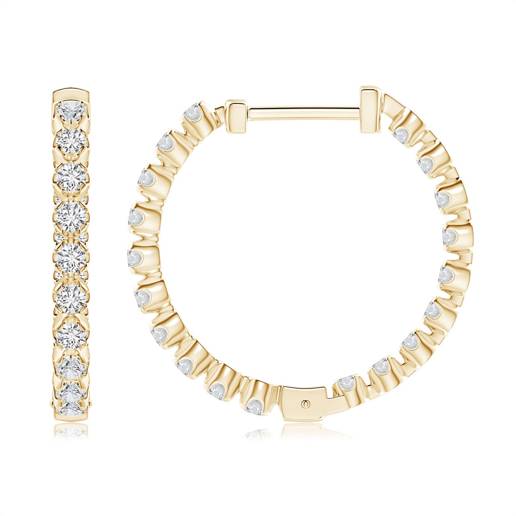 1.8mm HSI2 Floating Diamond Inside-Out Hoop Earrings in Yellow Gold Side 199