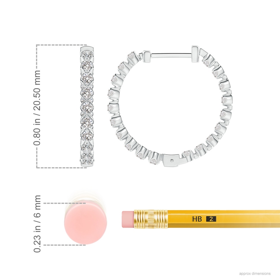 1.8mm IJI1I2 Floating Diamond Inside-Out Hoop Earrings in P950 Platinum ruler