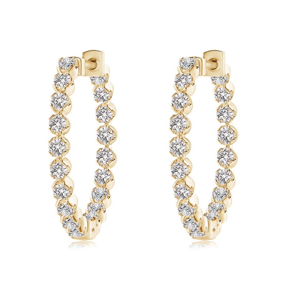 1.8mm IJI1I2 Floating Diamond Inside-Out Hoop Earrings in Yellow Gold 
