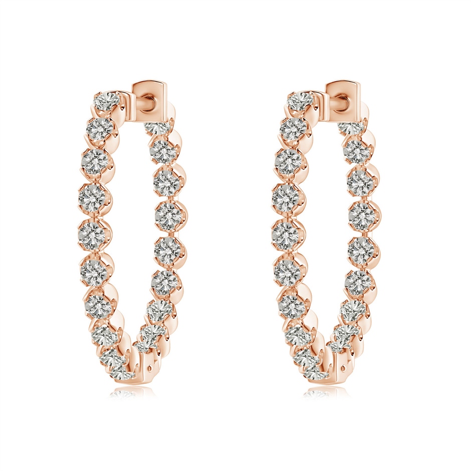 1.8mm KI3 Floating Diamond Inside-Out Hoop Earrings in Rose Gold 