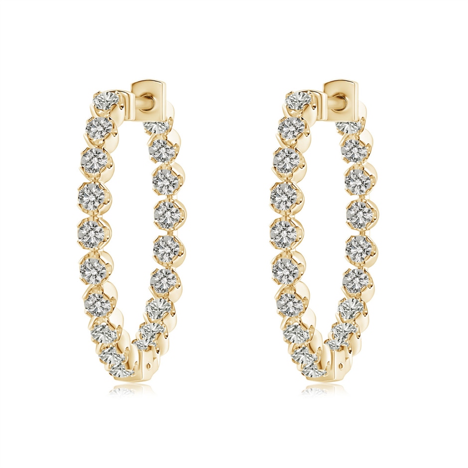 1.8mm KI3 Floating Diamond Inside-Out Hoop Earrings in Yellow Gold 