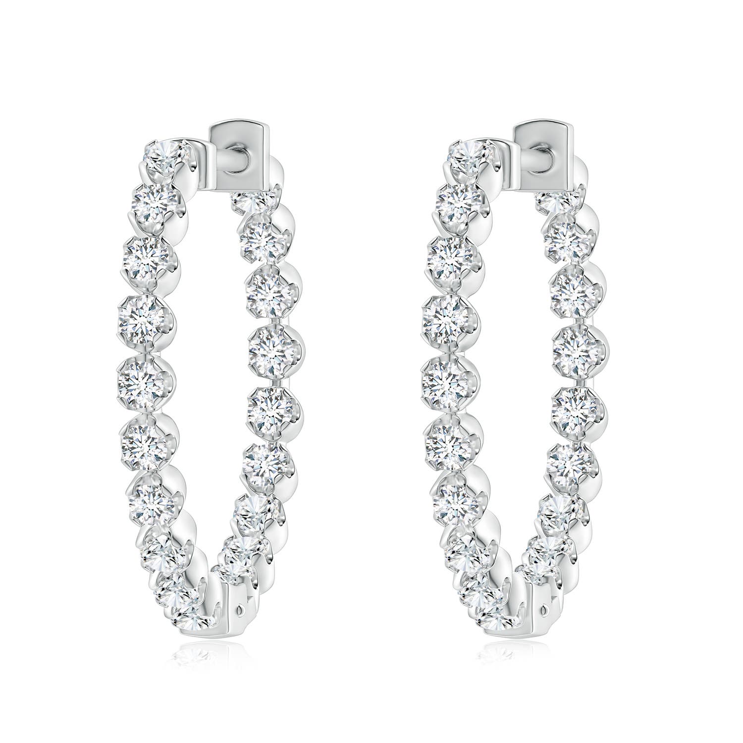 2.1mm GVS2 Floating Diamond Inside-Out Hoop Earrings in P950 Platinum
