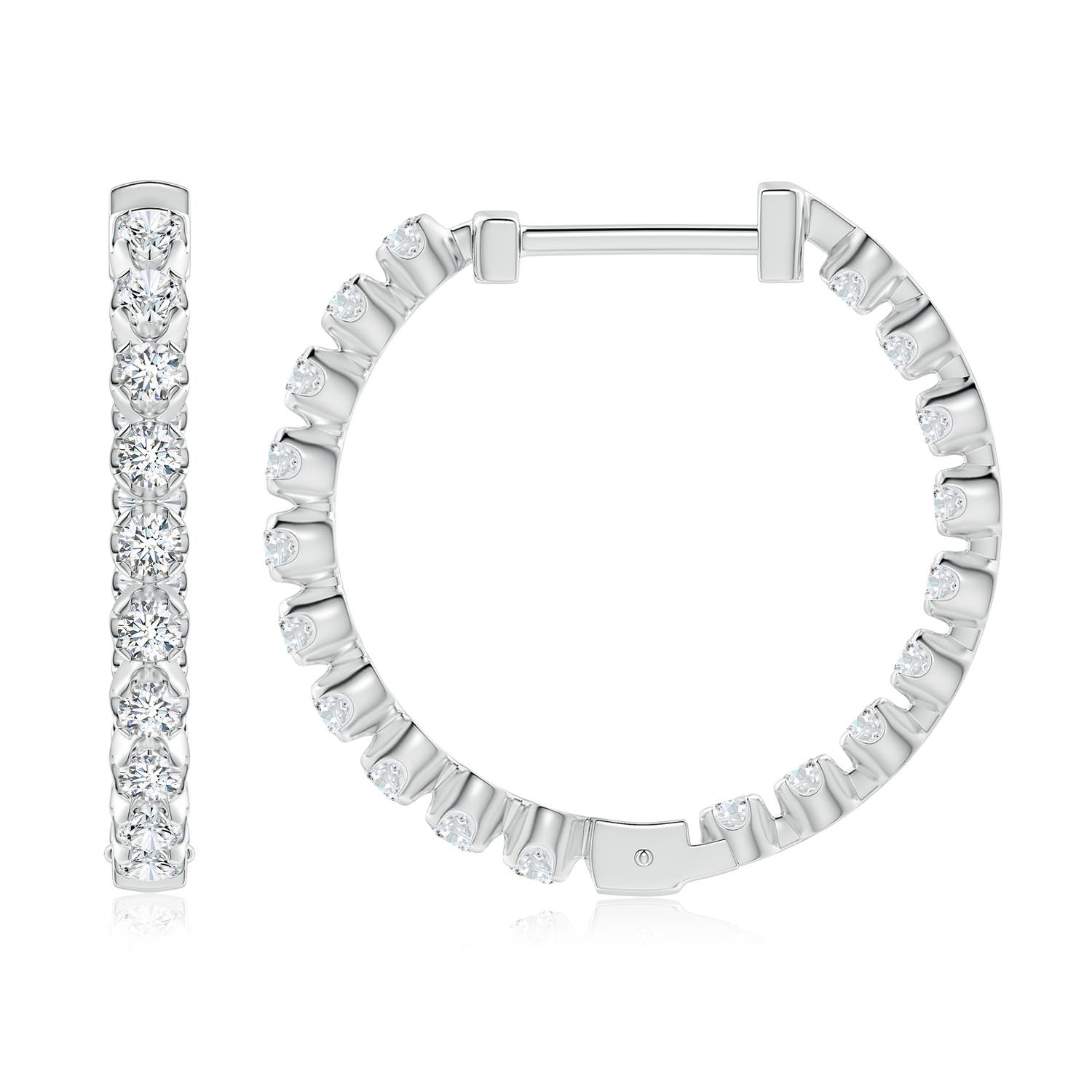 2.1mm GVS2 Floating Diamond Inside-Out Hoop Earrings in P950 Platinum