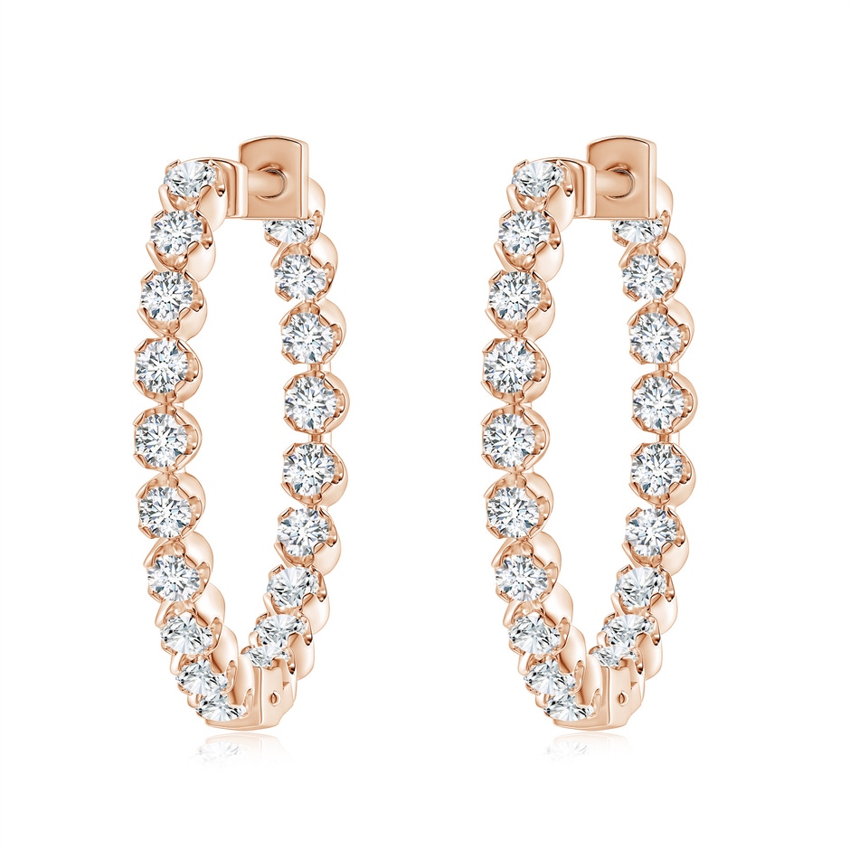 2.1mm GVS2 Floating Diamond Inside-Out Hoop Earrings in Rose Gold 