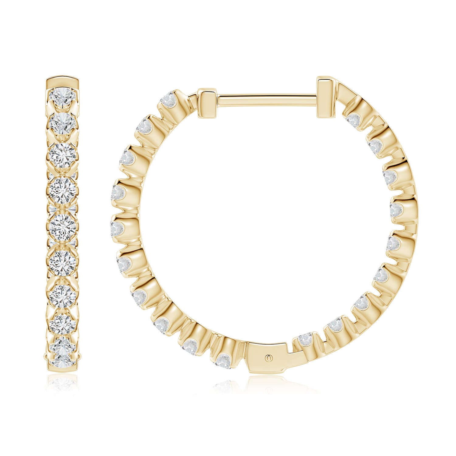2.1mm HSI2 Floating Diamond Inside-Out Hoop Earrings in 18K Yellow Gold