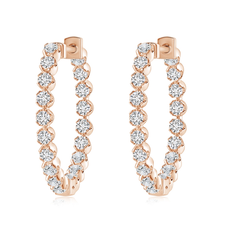 2.1mm HSI2 Floating Diamond Inside-Out Hoop Earrings in Rose Gold 