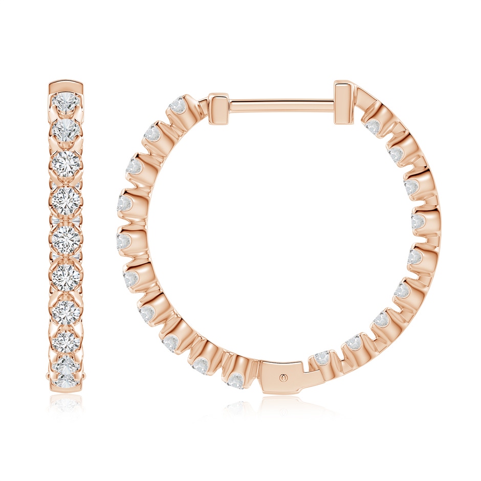 2.1mm HSI2 Floating Diamond Inside-Out Hoop Earrings in Rose Gold side 199