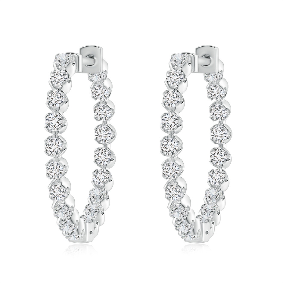 2.1mm HSI2 Floating Diamond Inside-Out Hoop Earrings in White Gold 