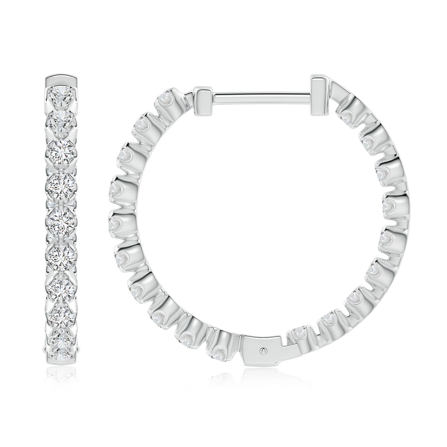 2.1mm HSI2 Floating Diamond Inside-Out Hoop Earrings in White Gold