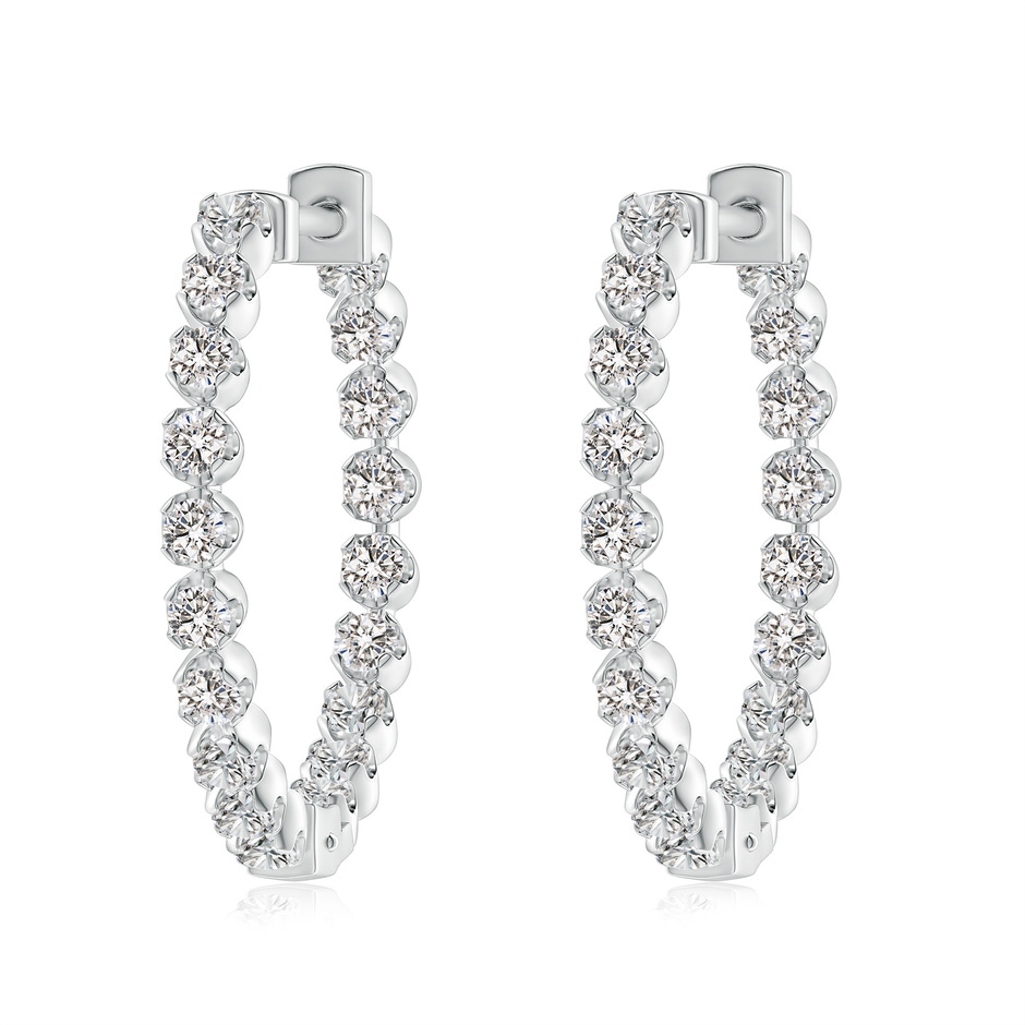 2.1mm IJI1I2 Floating Diamond Inside-Out Hoop Earrings in P950 Platinum 
