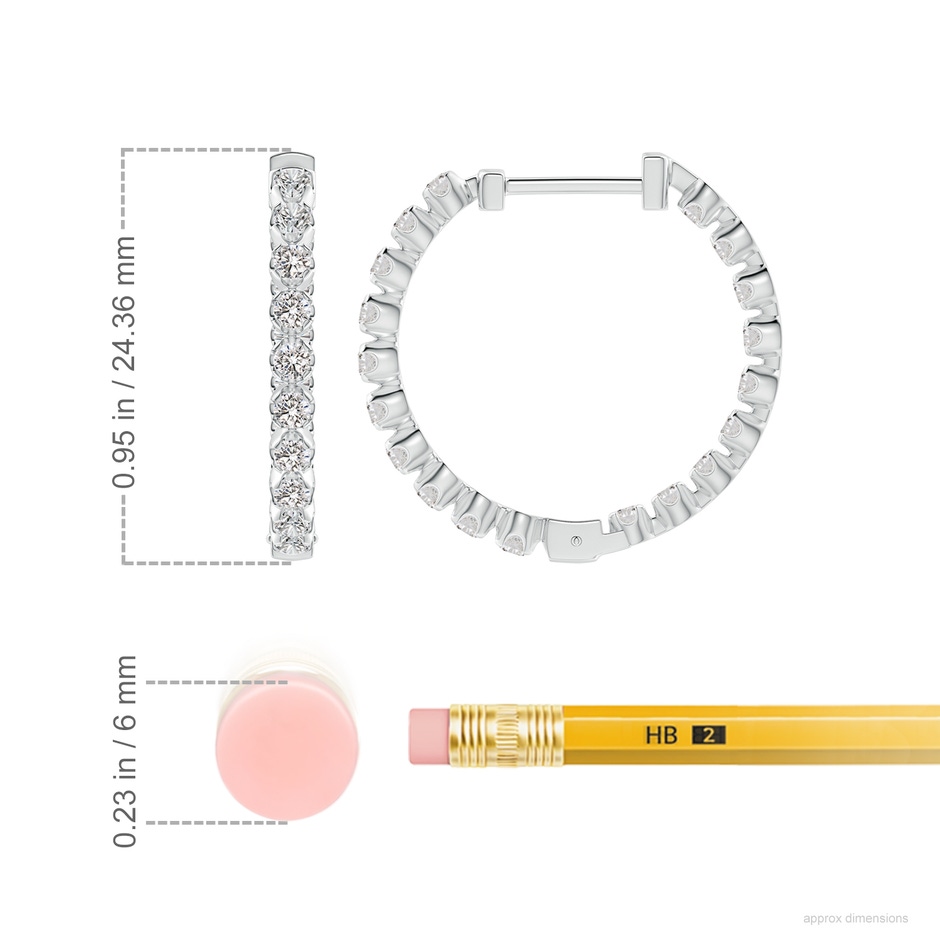 2.1mm IJI1I2 Floating Diamond Inside-Out Hoop Earrings in P950 Platinum ruler