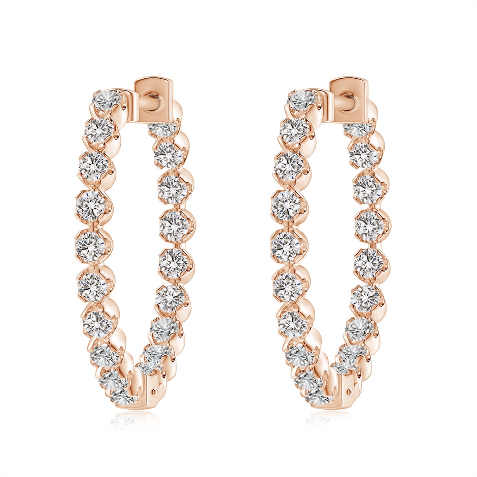 2.1mm IJI1I2 Floating Diamond Inside-Out Hoop Earrings in Rose Gold 