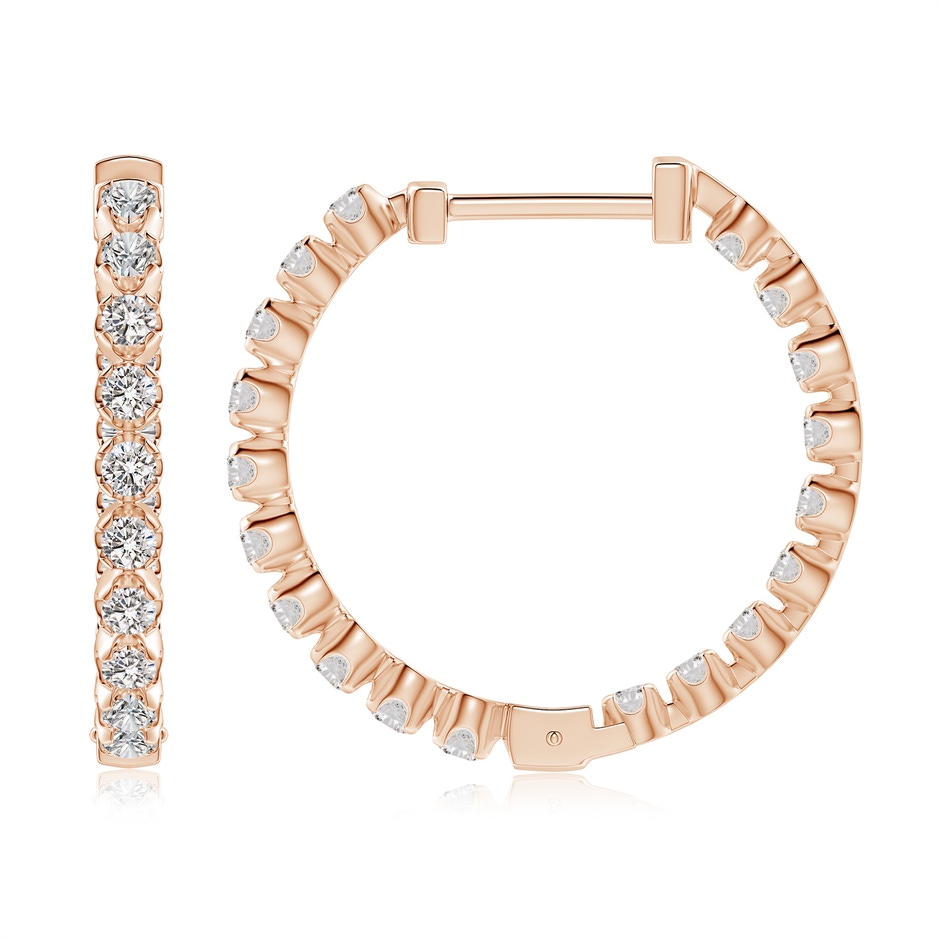 2.1mm IJI1I2 Floating Diamond Inside-Out Hoop Earrings in Rose Gold side 199